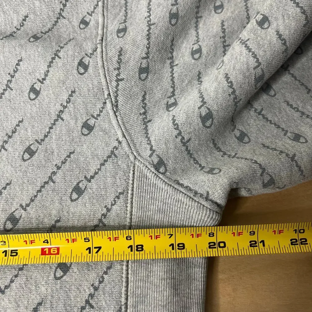 Champion Men's Reverse Weave‎ Pullover Hoodie All Over Print Size Medium Gray